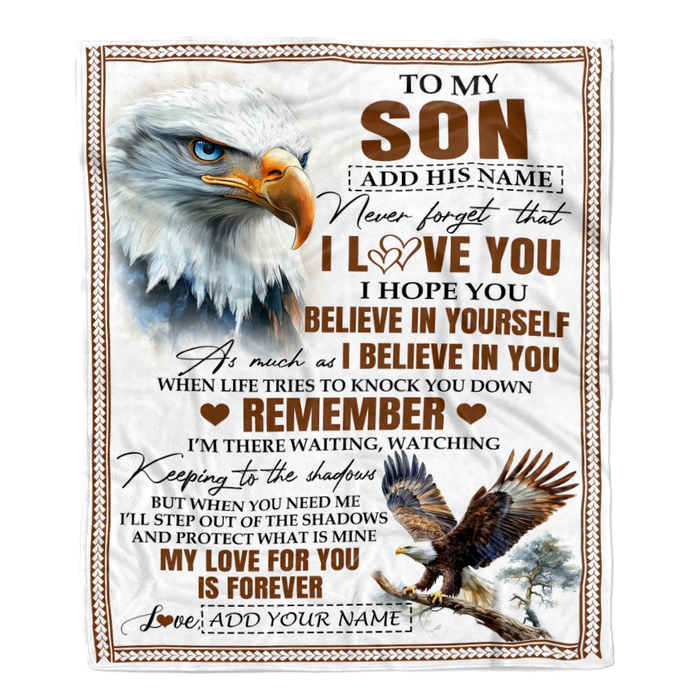 Personalized Gifts For Son Blanket From Dad Mom Father Eagle My Love For You Is Forever Son Birthday Gifts Graduation Christmas Custom Fleece Throw Blanket | teecentury