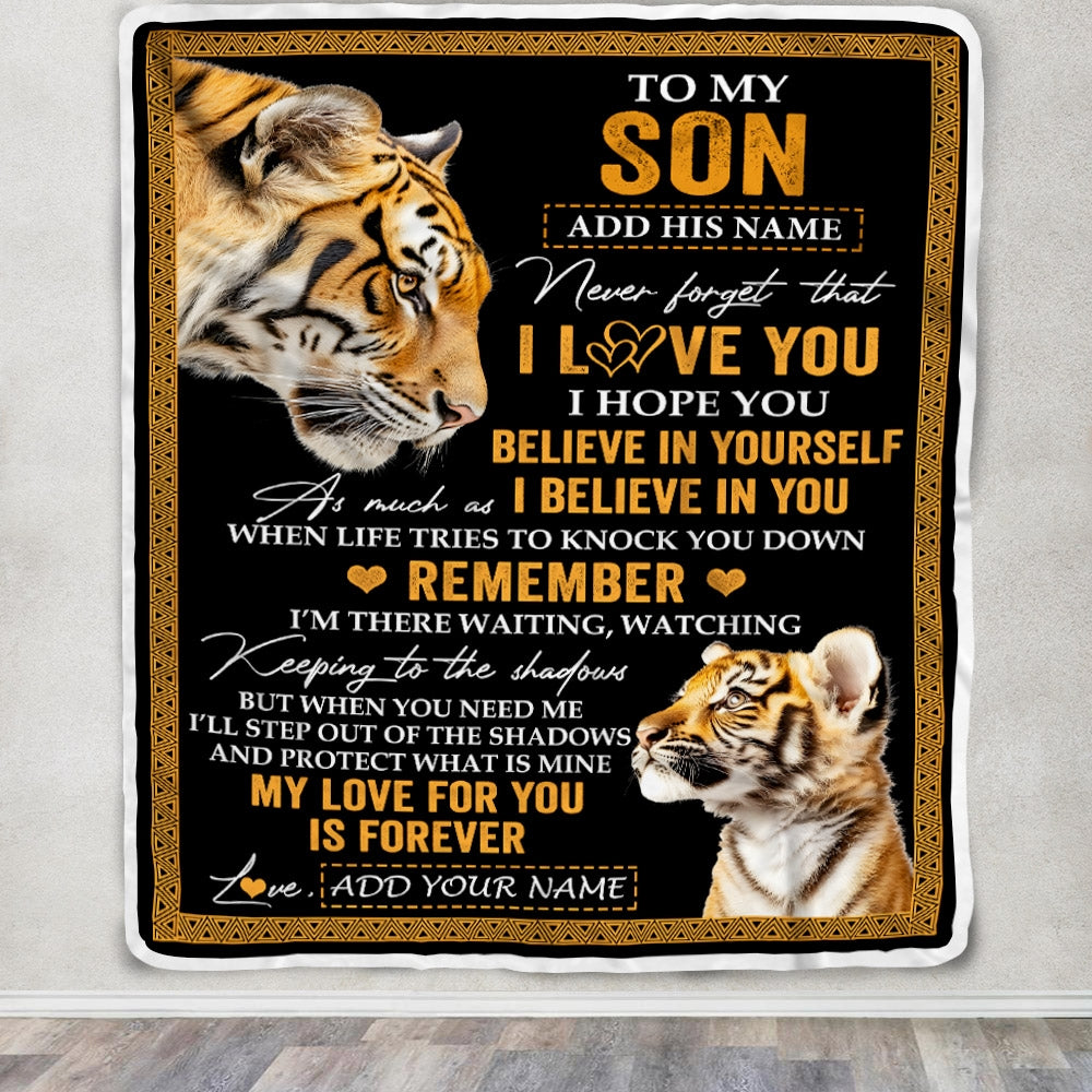 Personalized Gifts For Son Blanket From Dad Mom Father Tiger My Love For You Is Forever Son Birthday Gifts Graduation Christmas Custom Fleece Throw Blanket | teecentury
