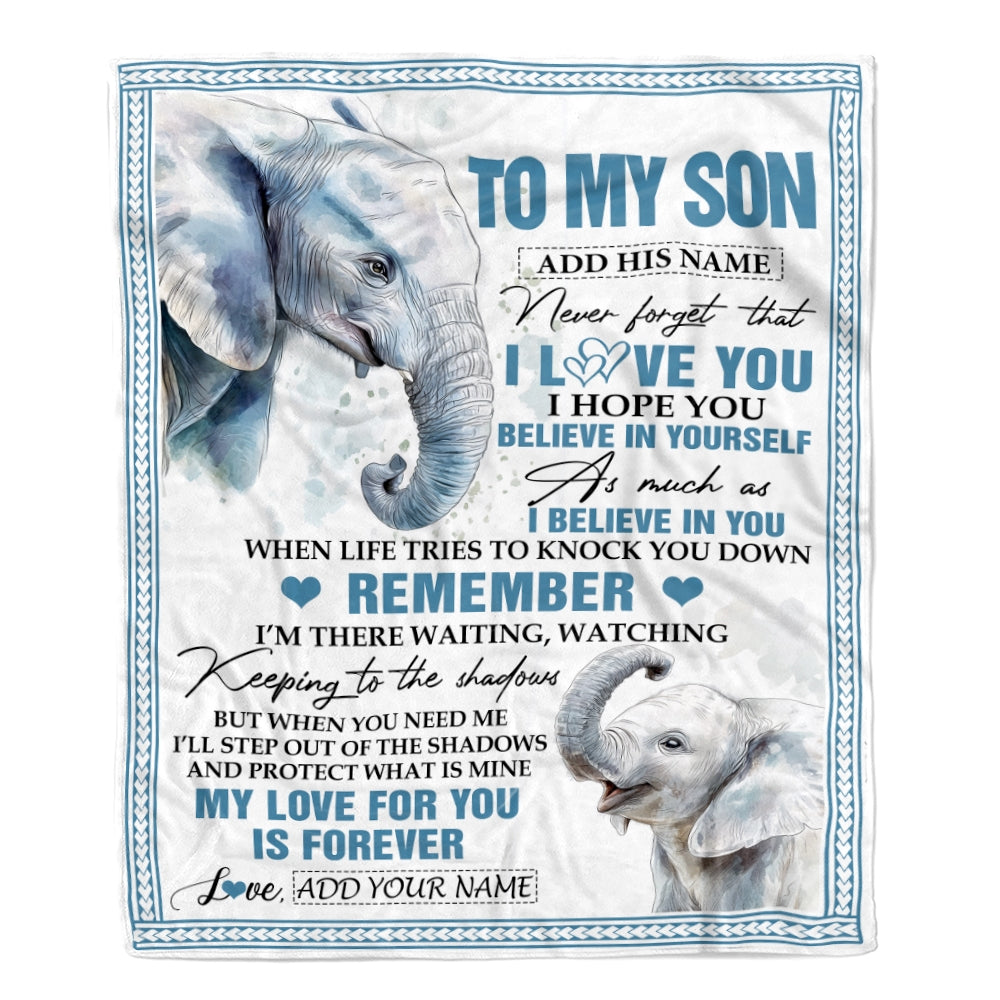 Personalized Gifts For Son Blanket From Mom Dad Father Elephant My Love For You Is Forever Son Birthday Gifts Graduation Christmas Custom Fleece Blanket | teecentury