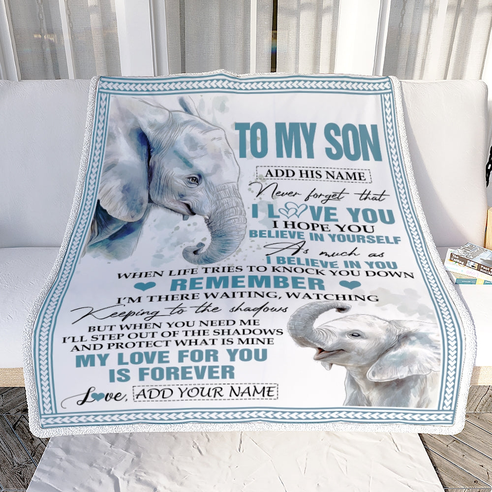 Personalized Gifts For Son Blanket From Mom Dad Father Elephant My Love For You Is Forever Son Birthday Gifts Graduation Christmas Custom Fleece Blanket | teecentury