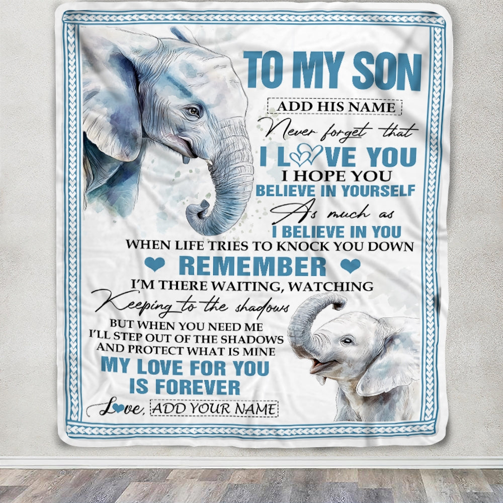 Personalized Gifts For Son Blanket From Mom Dad Father Elephant My Love For You Is Forever Son Birthday Gifts Graduation Christmas Custom Fleece Blanket | teecentury