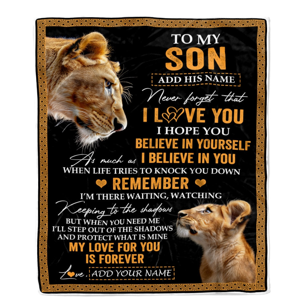 Personalized Gifts For Son Blanket From Mom Mother Lion My Love For You Is Forever Son Birthday Gifts Graduation Christmas Custom Fleece Throw Blanket | teecentury