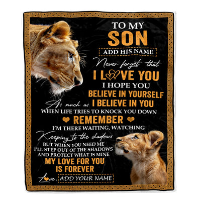 Personalized Gifts For Son Blanket From Mom Mother Lion My Love For You Is Forever Son Birthday Gifts Graduation Christmas Custom Fleece Throw Blanket | teecentury
