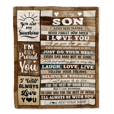 Personalized Gifts For Son From Mom Dad Mother Blanket Wood Love You Fathers Day Son Gifts Birthday Graduation Christmas Customized Fleece Throw Blanket | teecentury