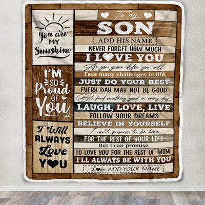 Personalized Gifts For Son From Mom Dad Mother Blanket Wood Love You Fathers Day Son Gifts Birthday Graduation Christmas Customized Fleece Throw Blanket | teecentury