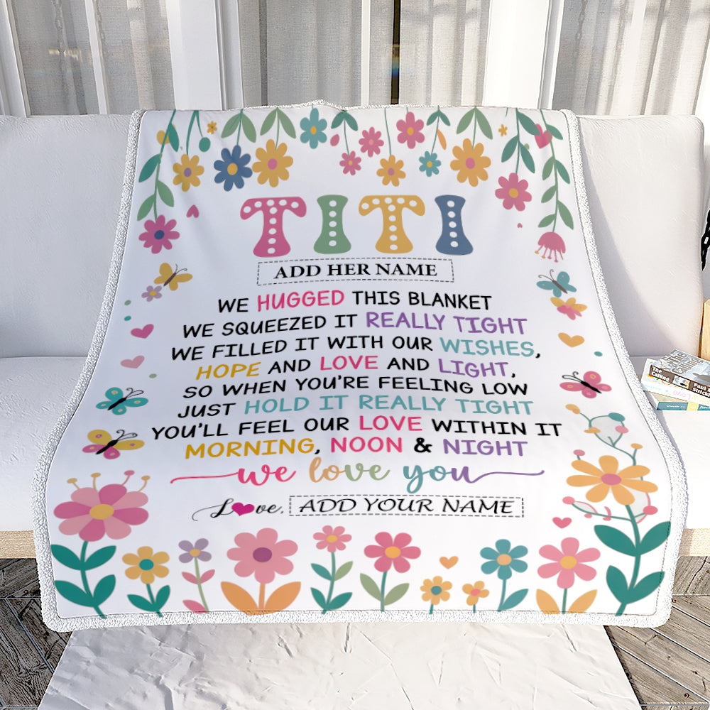 Personalized Gifts For Titi From Niece Nephew Blanket We Hugged This Blanket Floral Presents Birthday Gift For Titi Gifts Customized Fleece Throw Blanket | teecentury