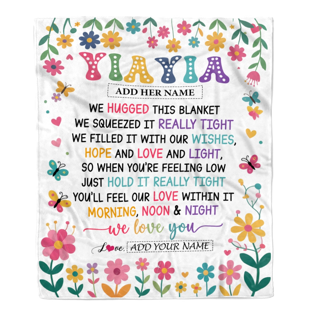 Personalized Gifts For Yiayia From Granddaughter Blanket We Hugged This Blanket Floral Presents Birthday Gift For Yiayia Gifts Customized Fleece Throw Blanket | teecentury