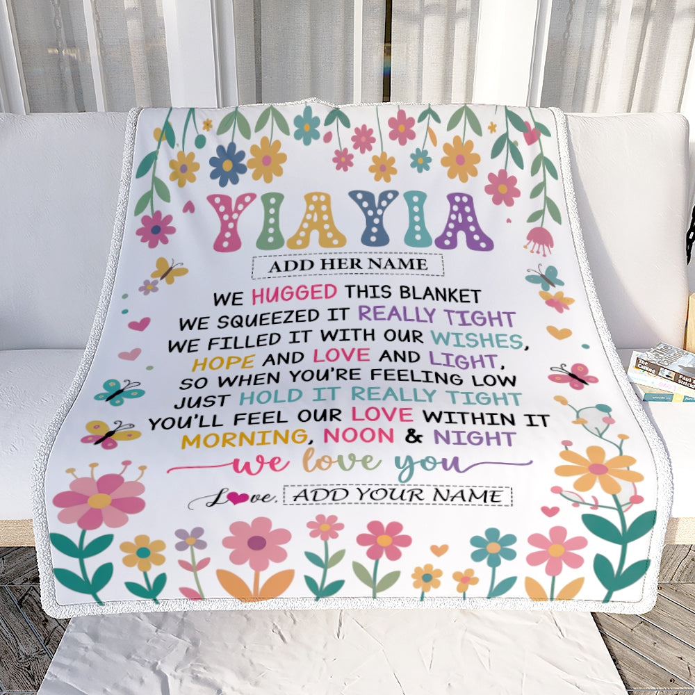 Personalized Gifts For Yiayia From Granddaughter Blanket We Hugged This Blanket Floral Presents Birthday Gift For Yiayia Gifts Customized Fleece Throw Blanket | teecentury
