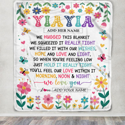 Personalized Gifts For Yiayia From Granddaughter Blanket We Hugged This Blanket Floral Presents Birthday Gift For Yiayia Gifts Customized Fleece Throw Blanket | teecentury