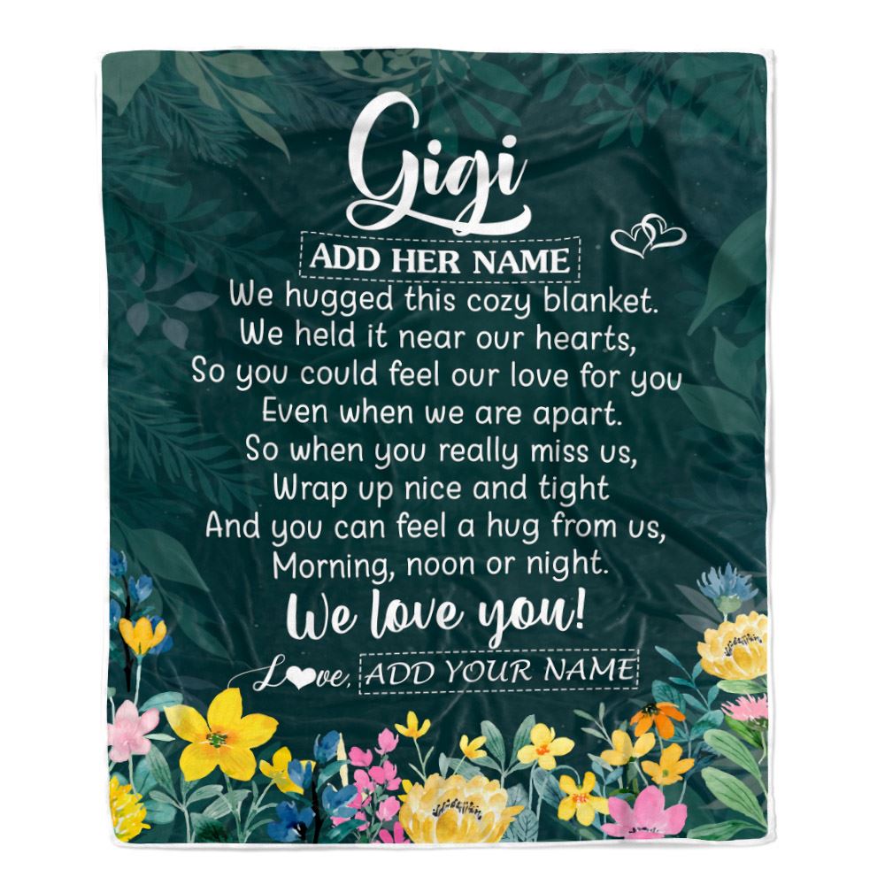 Personalized Gigi Blanket From Granddaughter Grandchildren Floral Green We Love You Gigi Birthday Gifts Mothers Day Christmas Customized Fleece Blanket | teecentury
