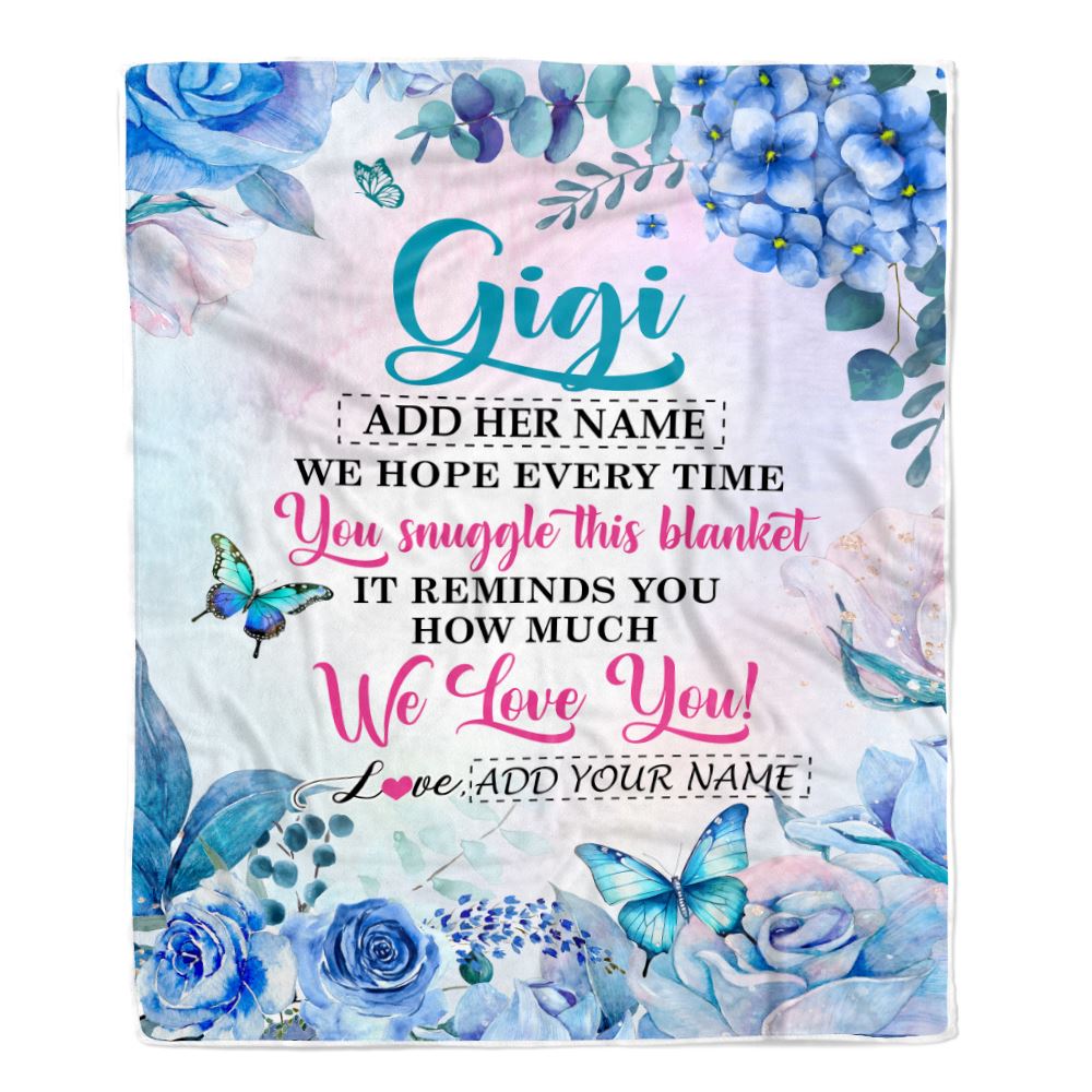 Personalized Gigi Blanket From Grandkids Granddaughter Grandson Floral Print We Love You Gigi Birthday Gifts Mothers Day Christmas Customized Fleece Blanket | teecentury