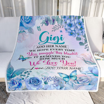 Personalized Gigi Blanket From Grandkids Granddaughter Grandson Floral Print We Love You Gigi Birthday Gifts Mothers Day Christmas Customized Fleece Blanket | teecentury