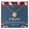 Love Knot Necklace 18K Yellow Gold Finish | Personalized Gigi Necklace From Grandkids Granddaughter Grandson I've Loved You My Whole Life Floral Gigi Birthday Mothers Day Christmas Customized Message Card | teecentury