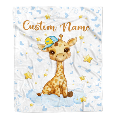 Personalized Giraffe Baby Blanket with Custom Name for Boys Girls Baby Newborn Kids Son Daughter Granddaughter Niece Birthday Christmas Fleece Blanket Blanket | Teecentury.com