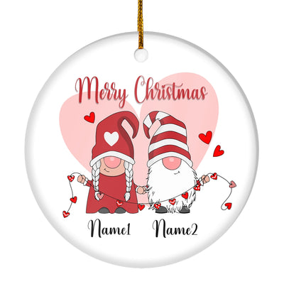 Personalized Gnome Couple Merry Christmas Wedding Our First Christmas Gift Customized Ornament | teecentury