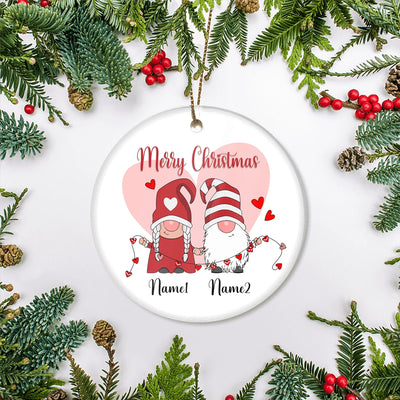 Personalized Gnome Couple Merry Christmas Wedding Our First Christmas Gift Customized Ornament | teecentury