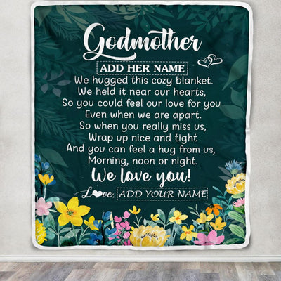 Personalized Godmother Blanket From Niece Nephew Floral Green We Love You Godmother Mothers Day Birthday Gifts Christmas Customized Fleece Blanket | teecentury