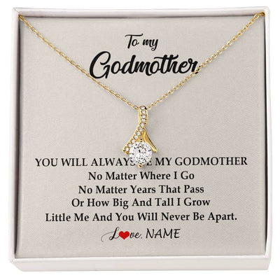 Alluring Beauty Necklace 18K Yellow Gold Finish | Personalized Godmother Necklace From Goddaughter Niece You Will Always Be My Godmother Birthday Mothers Day Christmas Customized Gift Box Message Card | teecentury