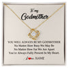 Love Knot Necklace 18K Yellow Gold Finish | Personalized Godmother Necklace From Goddaughter Niece You're Always In My Heart Godmother Birthday Mothers Day Christmas Customized Gift Box Message Card | teecentury