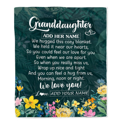 Personalized Granddaughter Blanket From Grandma Floral Green We Love You Granddaughter Birthday Gifts Graduation Christmas Customized Fleece Blanket | teecentury