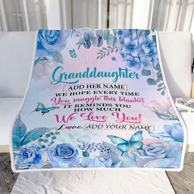 Personalized Granddaughter Blanket From Grandma Floral Print We Love You Granddaughter Birthday Gifts Graduation Christmas Customized Fleece Blanket | teecentury