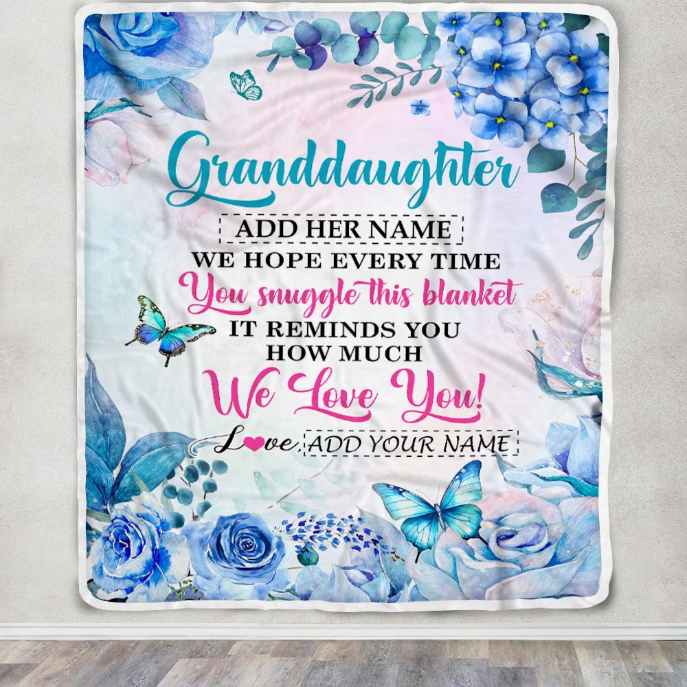 Personalized Granddaughter Blanket From Grandma Floral Print We Love You Granddaughter Birthday Gifts Graduation Christmas Customized Fleece Blanket | teecentury