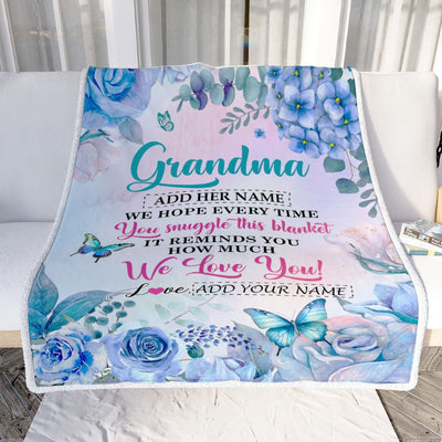 Personalized Grandma Blanket From Granddaughter Grandson Floral Print We Love You Grandma Birthday Gifts Mothers Day Christmas Customized Fleece Blanket | teecentury