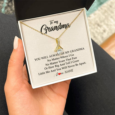 Alluring Beauty Necklace 18K Yellow Gold Finish | Personalized Grandma Necklace From Grandkids Granddaughter Grandson You Will Always Be My Grandma Birthday Mothers Day Christmas Customized Gift Box Message Card | teecentury