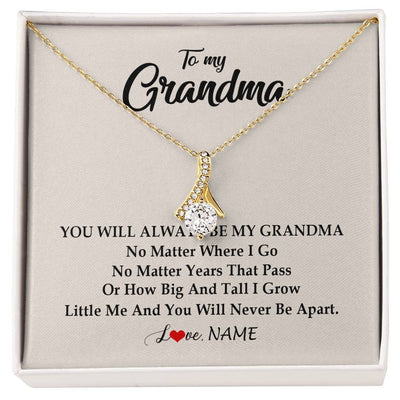 Alluring Beauty Necklace 18K Yellow Gold Finish | Personalized Grandma Necklace From Grandkids Granddaughter Grandson You Will Always Be My Grandma Birthday Mothers Day Christmas Customized Gift Box Message Card | teecentury