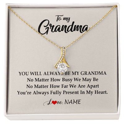 Alluring Beauty Necklace 18K Yellow Gold Finish | Personalized Grandma Necklace From Grandkids Granddaughter Grandson You're Always In My Heart Grandma Birthday Mothers Day Customized Gift Box Message Card | teecentury