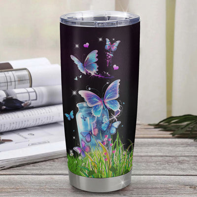 Personalized Happy 10th Birthday Decorations Tumbler Stainless Steel Cup Butterfly Sweet Ten Sweet 10 Gifts For Girls Teen Birthday 10 Year Old Travel Mug | teecentury
