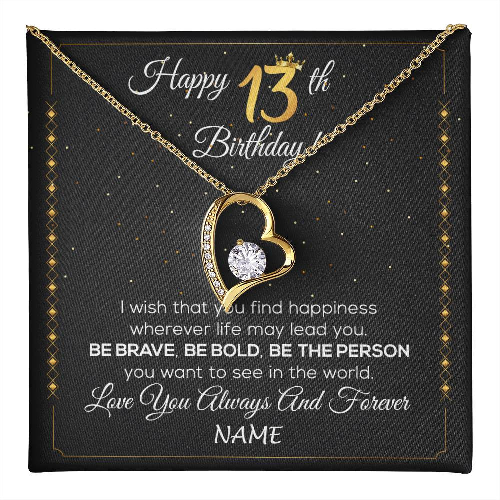 Personalized Happy 13th Birthday Necklace For Her Women Daughter Niece Sister Goddaughter Granddaughter 13 Year Old Birthday Customized Gift Box Message Card Teecentury