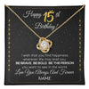 Love Knot Necklace 18K Yellow Gold Finish | 1 | Personalized Happy 15Th Birthday Necklace For Her Girls Daughter Niece Sister Goddaughter Granddaughter 15 Year Old Birthday Customized Gift Box Message Card | teecentury