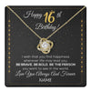 Love Knot Necklace 18K Yellow Gold Finish | 1 | Personalized Happy 16Th Birthday Necklace For Her Women Daughter Niece Sister Goddaughter Granddaughter 16 Year Old Birthday Customized Gift Box Message Card | teecentury.myshopify