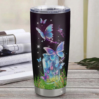 Personalized Happy 16th Birthday Decorations Tumbler Butterfly Sweet Twenty Sweet 16 Gifts For Girls Teen Birthday 16 Year Old Custom Stainless Steel Cup Travel Mug | teecentury
