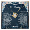Love Knot Necklace 18K Yellow Gold Finish | 1 | Personalized Happy 16th Birthday Gifts Necklace Sweet Fifteen 16th Year Old Girl Birthday Gift Ideas For Her Daughter Niece Jewelry Gift Box Message Card | teecentury