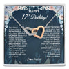 Interlocking Hearts Necklace Stainless Steel & Rose Gold Finish | 1 | Personalized Happy 17th Birthday Gifts Necklace Sweet Fifteen 17th Year Old Girl Birthday Gift Ideas For Her Daughter Niece Jewelry Gift Box Message Card | teecentury