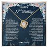 Love Knot Necklace 18K Yellow Gold Finish | 1 | Personalized Happy 17th Birthday Gifts Necklace Sweet Fifteen 17th Year Old Girl Birthday Gift Ideas For Her Daughter Niece Jewelry Gift Box Message Card | teecentury
