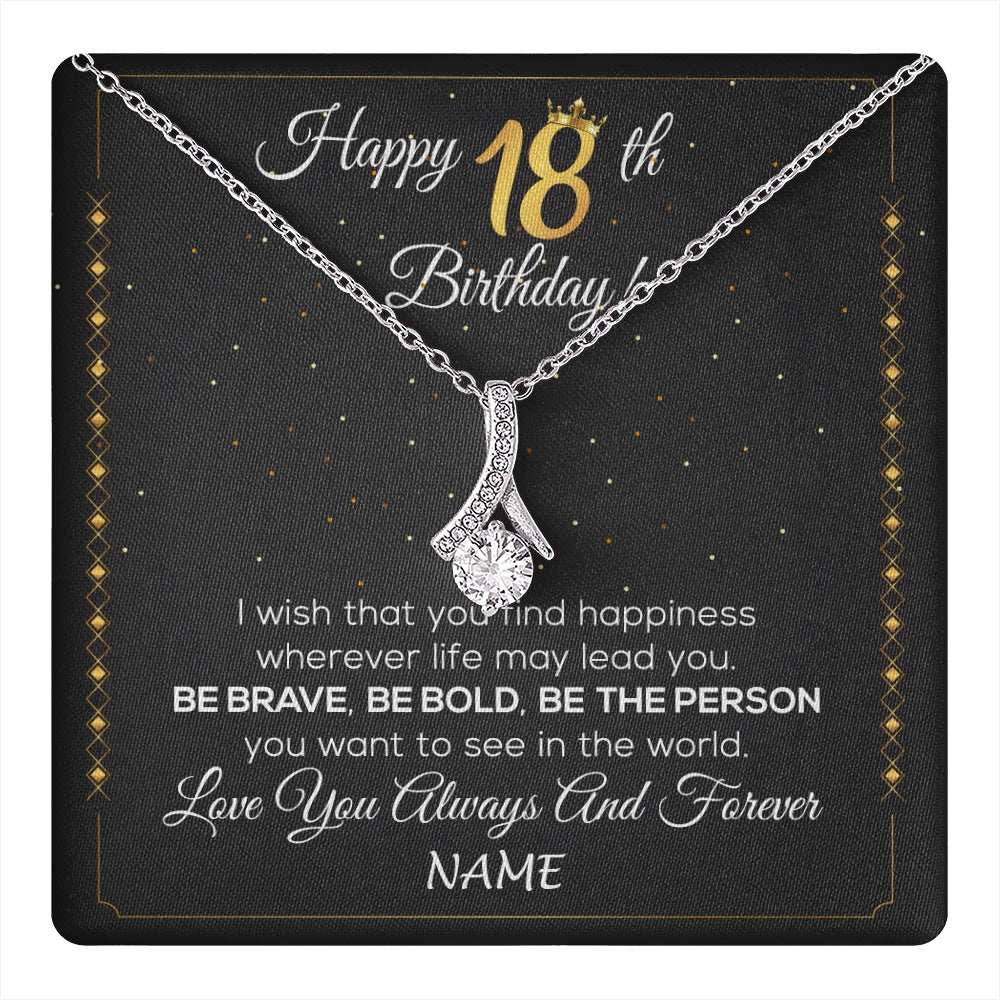 Alluring Beauty Necklace 14K White Gold Finish | 1 | Personalized Happy 18Th Birthday Necklace For Her Women Daughter Niece Sister Goddaughter Granddaughter 18 Year Old Birthday Customized Gift Box Message Card | teecentury.myshopify