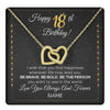 Interlocking Hearts Necklace 18K Yellow Gold Finish | 1 | Personalized Happy 18Th Birthday Necklace For Her Women Daughter Niece Sister Goddaughter Granddaughter 18 Year Old Birthday Customized Gift Box Message Card | teecentury.myshopify