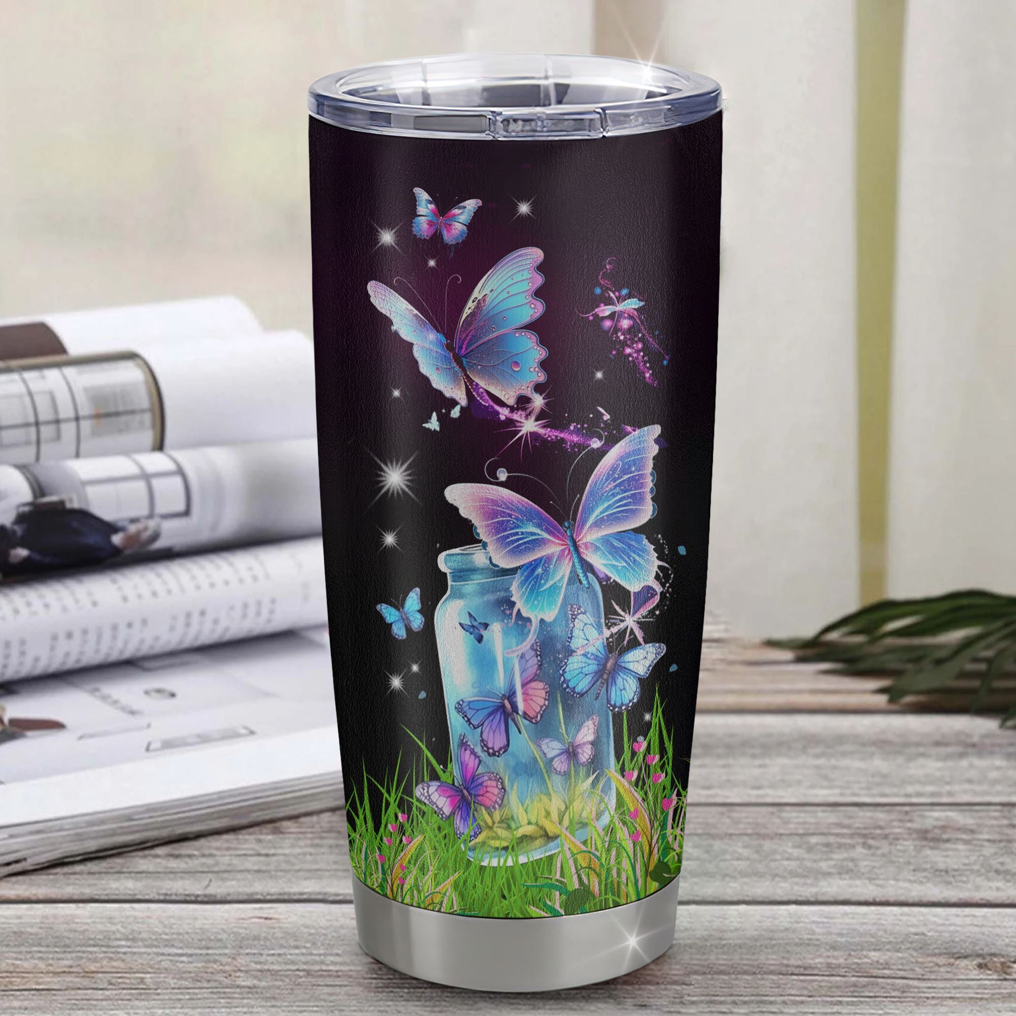 Personalized Happy 18th Birthday Decorations Tumbler Butterfly Sweet Twenty Sweet 18 Gifts For Girls Teen Birthday 18 Year Old Custom Stainless Steel Cup Travel Mug | teecentury