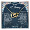 Interlocking Hearts Necklace 18K Yellow Gold Finish | 1 | Personalized Happy 18th Birthday Gifts Necklace Sweet Fifteen 18th Year Old Girl Birthday Gift Ideas For Her Daughter Niece Jewelry Gift Box Message Card | teecentury