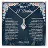 Alluring Beauty Necklace 14K White Gold Finish | 1 | Personalized Happy 21st Birthday Gifts Necklace Sweet Fifteen 21st Year Old Girl Birthday Gift Ideas For Her Daughter Niece Jewelry Gift Box Message Card | teecentury