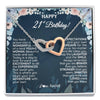 Interlocking Hearts Necklace Stainless Steel & Rose Gold Finish | 1 | Personalized Happy 21st Birthday Gifts Necklace Sweet Fifteen 21st Year Old Girl Birthday Gift Ideas For Her Daughter Niece Jewelry Gift Box Message Card | teecentury