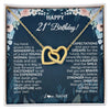 Interlocking Hearts Necklace 18K Yellow Gold Finish | 1 | Personalized Happy 21st Birthday Gifts Necklace Sweet Fifteen 21st Year Old Girl Birthday Gift Ideas For Her Daughter Niece Jewelry Gift Box Message Card | teecentury