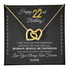 Interlocking Hearts Necklace 18K Yellow Gold Finish | 1 | Personalized Happy 22nd Birthday Necklace For Her Girls Daughter Niece Sister Goddaughter Granddaughter 22 Year Old Birthday Customized Gift Box Message Card | teecentury