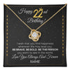 Love Knot Necklace 18K Yellow Gold Finish | 1 | Personalized Happy 22nd Birthday Necklace For Her Girls Daughter Niece Sister Goddaughter Granddaughter 22 Year Old Birthday Customized Gift Box Message Card | teecentury