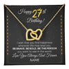 Interlocking Hearts Necklace 18K Yellow Gold Finish | 1 | Personalized Happy 27Th Birthday Necklace For Her Girls Daughter Niece Sister Goddaughter Granddaughter 27 Year Old Birthday Customized Gift Box Message Card | teecentury