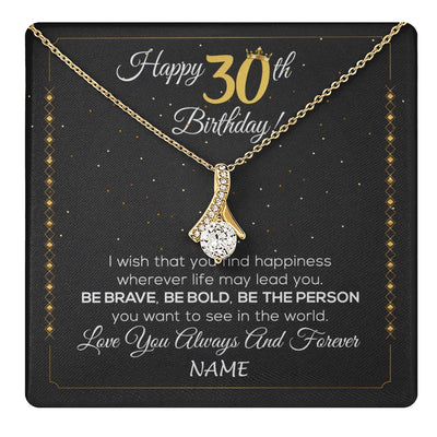 Alluring Beauty Necklace 18K Yellow Gold Finish | 1 | Personalized Happy 30Th Birthday Necklace For Her Women Daughter Niece Sister Goddaughter Granddaughter 30 Year Old Birthday Customized Gift Box Message Card | teecentury.myshopify