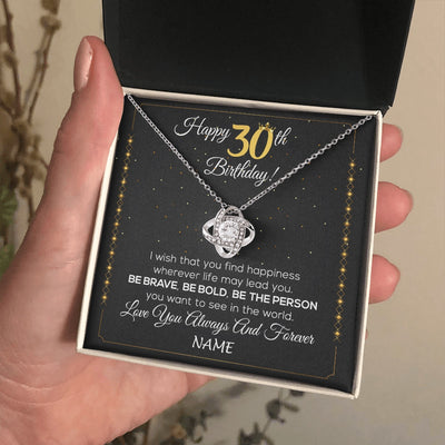 Love Knot Necklace 14K White Gold Finish | 2 | Personalized Happy 30Th Birthday Necklace For Her Women Daughter Niece Sister Goddaughter Granddaughter 30 Year Old Birthday Customized Gift Box Message Card | teecentury.myshopify